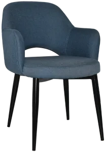 EZ Albury Black Metal Leg Upholstered Hospitality Dining Armchair thumbnail 3