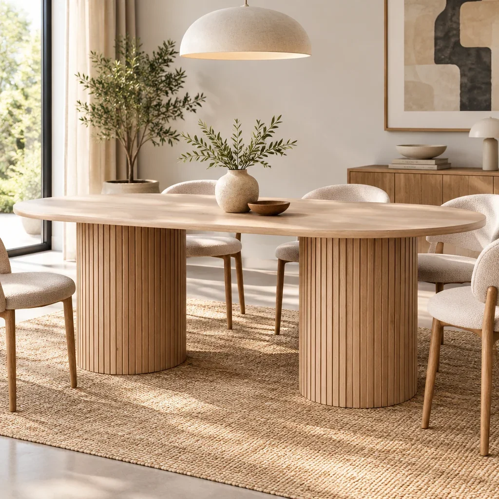 MD Oscar Solid Timber Trunk Leg Dining Table