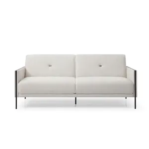 HE Yasir PU Leather Upholstered Metal Leg 3 Seater Sofa Bed thumbnail 1