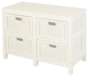 CT Hamptons Solid Timber Frame Rattan 4 Drawer Chest of Drawers thumbnail 2