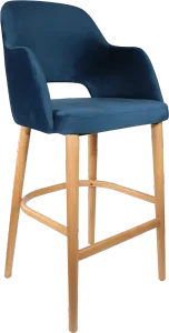 FL Sorbet Velvet Upholstered Timber Legs Hospitality Barstool thumbnail 1