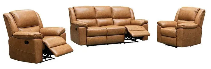 EL Simoca 3 Seater + 2 Single Seater Leather Recliner Lounge Set