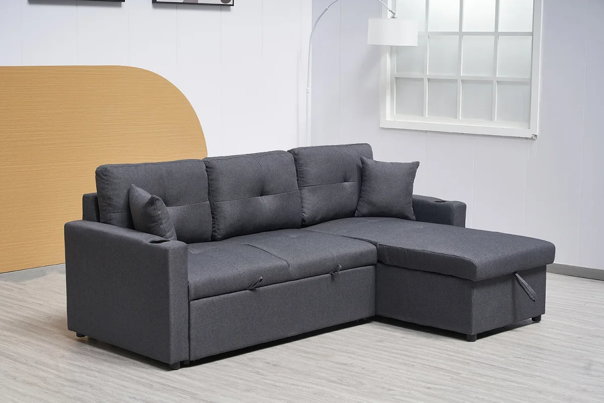 BT Ellie Fabric Upholstered 2 Seater Sofabed with Storage Chaise