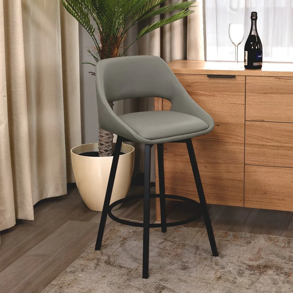 VI District PU Leather Upholstered Metal Base Bar Chair
