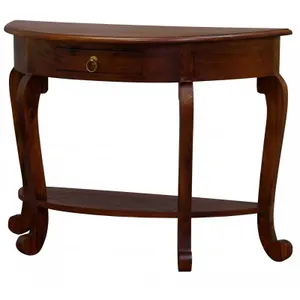 CT Cabriol Leg Solid Timber 1 Drawer Half Round Sofa Table thumbnail 1