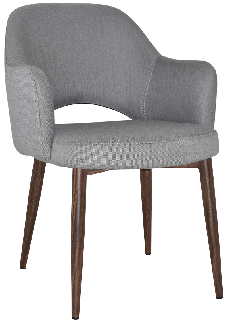 EZ Albury Walnut Colour Metal Leg Upholstered Hospitality Dining Armchair