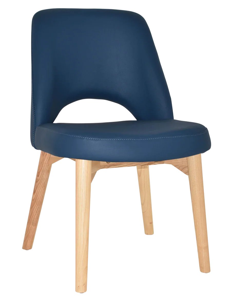 EZ Albury Solid Ash Timber Natural Stained Upholstered Hospitality Dining Chair