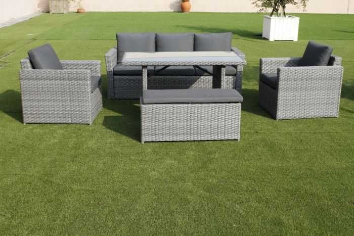 VI Mansard Wicker Weaving 7 Seater Outdoor Lounge Set