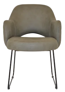 EZ Albury Black Metal Sled Base Upholstered Hospitality Dining Armchair thumbnail 8