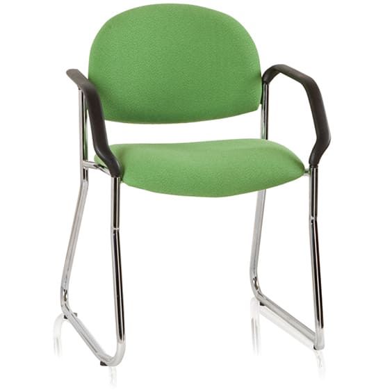 ST Vera Chrome Sled Base Round Back Upholstered Hospitality Chair with Arms