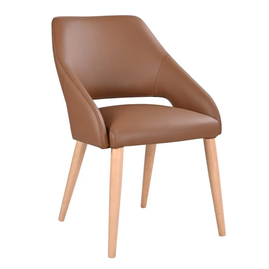 VI Rico Genuine Leather Upholstered Timber Leg Dining Chair