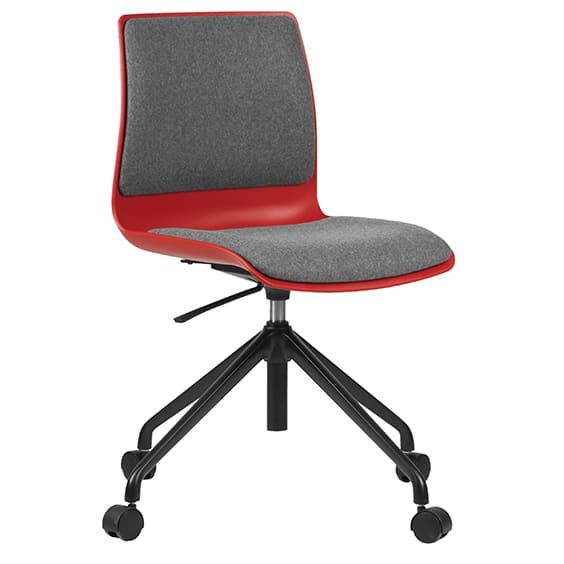 ST Pod Red Plastic Shell Upholstered Boardroom Chair with Castor
