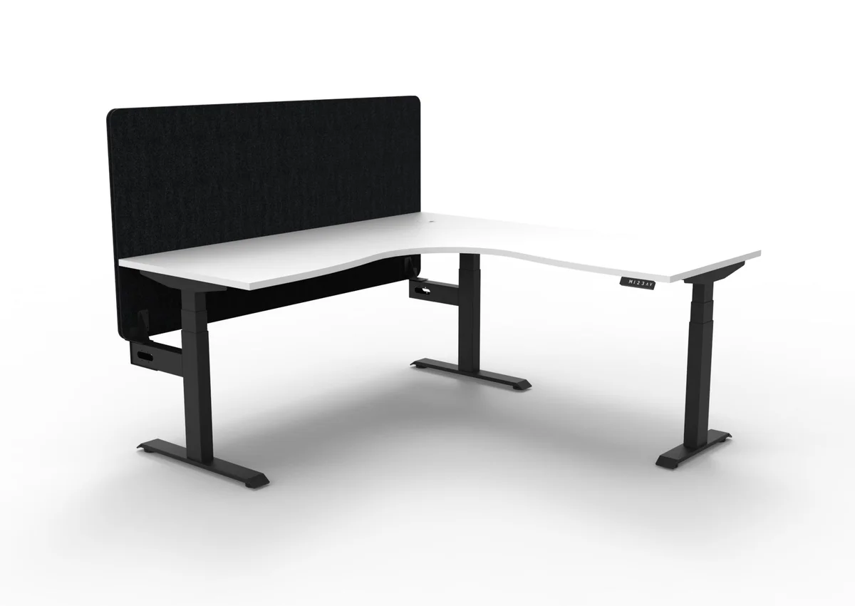 RL Boost+ Height Adjustable Corner Workstation with Black Eco Panel Screen 1P