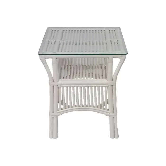 CR Atrium Rattan Side Table with Glass Top