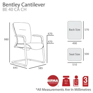 MA Bentley PU Leather Upholstered Cantilever Armchair thumbnail 3