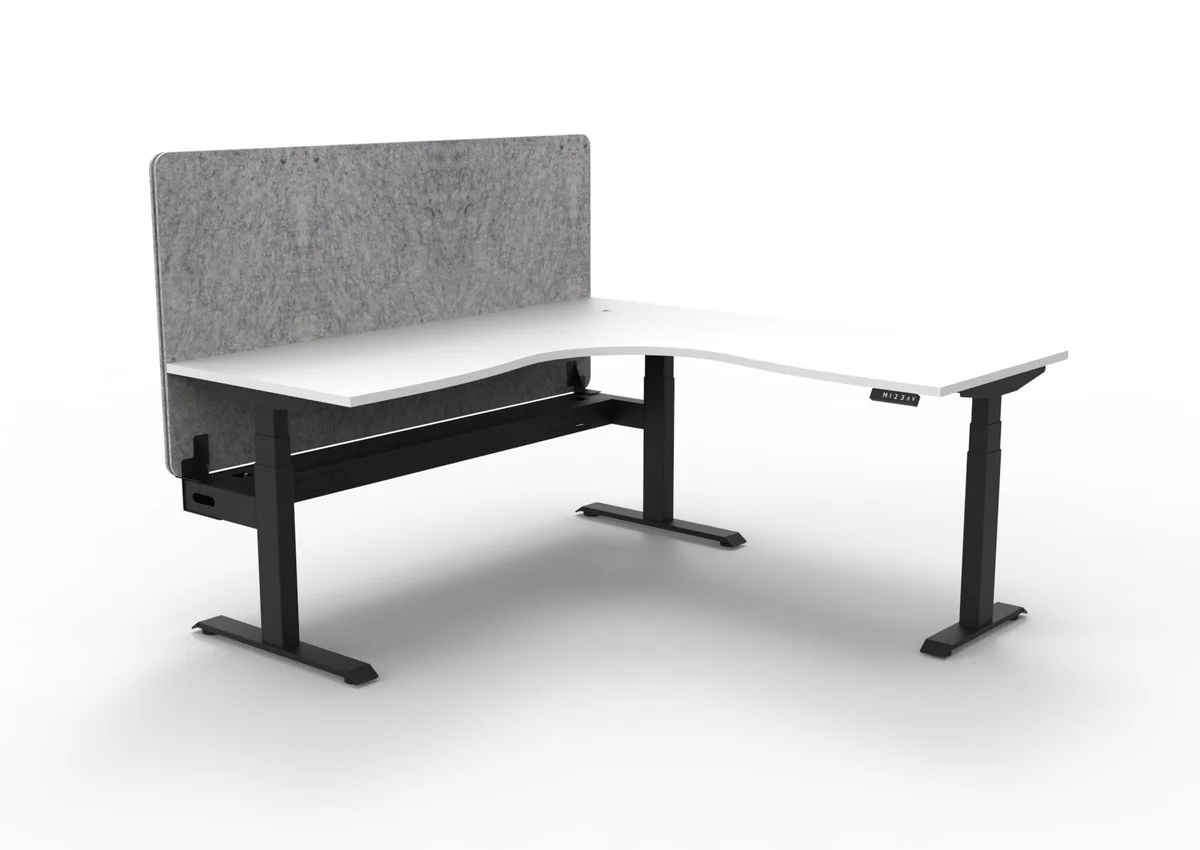RL Boost+ Height Adjustable Corner Workstation with Grey Eco Panel Screen 1P