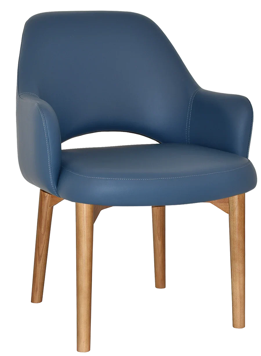 EZ Albury Solid Oak Stained Timber Upholstered Hospitality Dining Armchair - XL