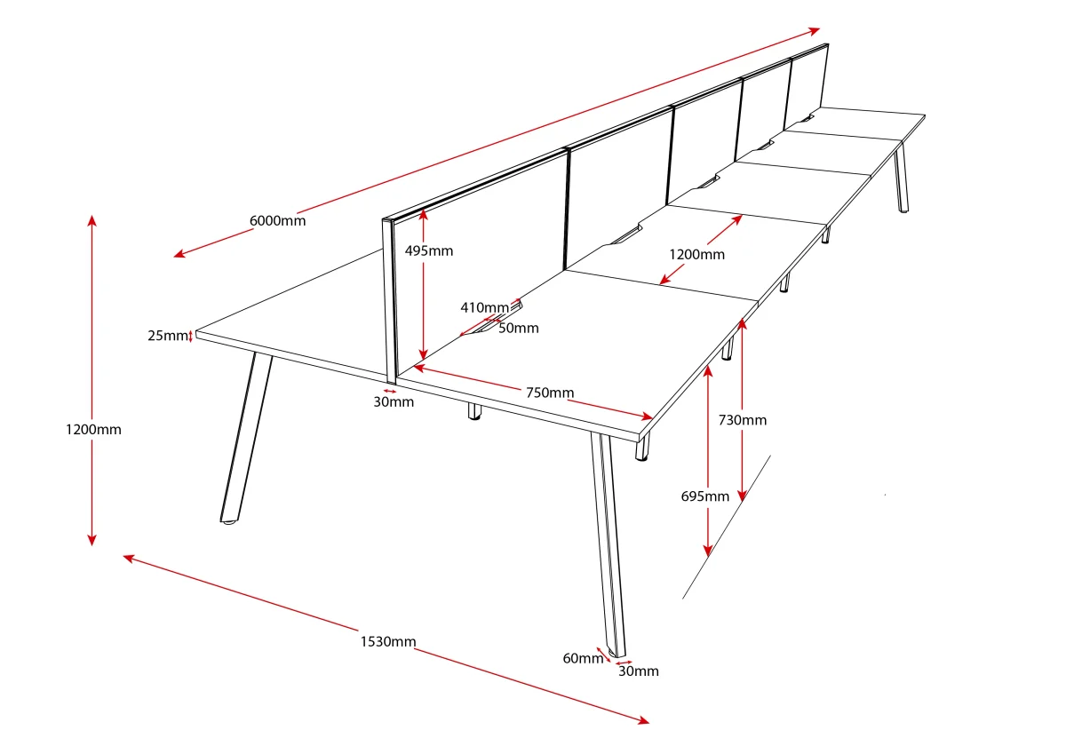 RL Eternity Double Sided Workstation with Black Eco Panel Screen
