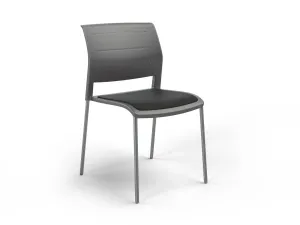 OL Game 4 Legs Upholstered Seat Visitor Stacking Chair - Charcoal Shell thumbnail 20