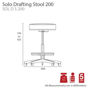 MA Solo PU Upholstered Drafting stool with Footring thumbnail 3