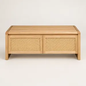 MD Metz Solid Timber Rattan Coffee Table with 2 Drawers thumbnail 1