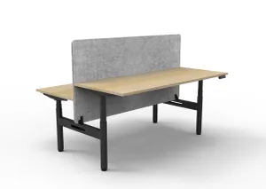 RL Halo+ Height Adjustable Back to Back 2 User Workstation with Grey Eco Panel Screen thumbnail 2