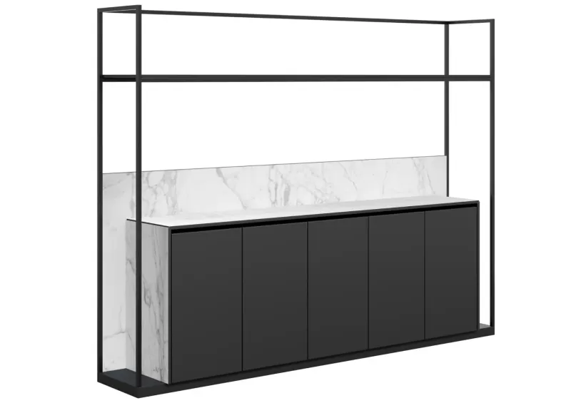 DD Hostess Welded Framed 4 Door Cupboard with Open Shelf