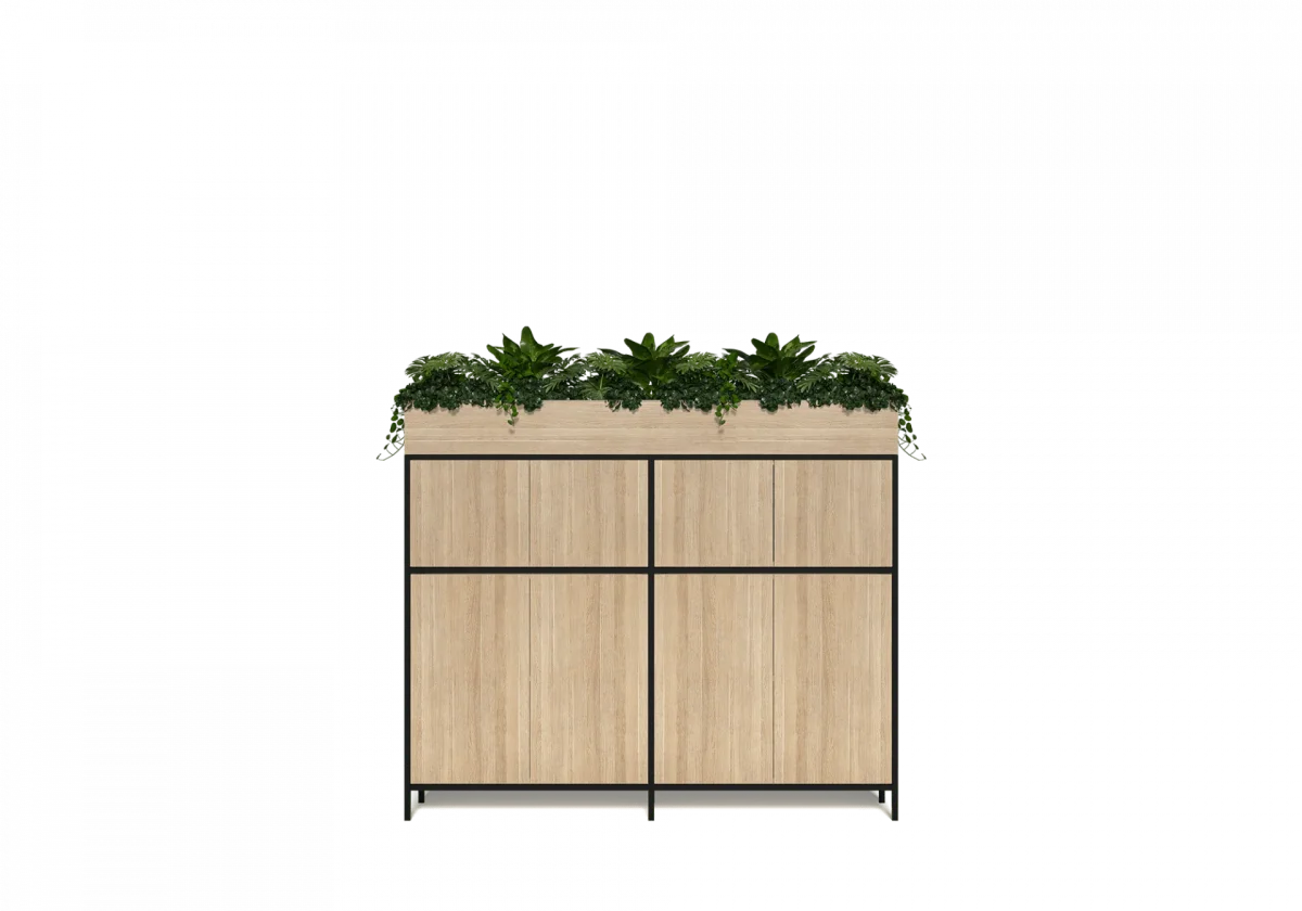 OL Rhodes 4 Door 2 Bay Credenza with Planter Box On Top