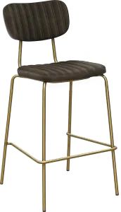 FL Tiramisu Premium Vinyl Upholstered Brass Frame Barstool thumbnail 2