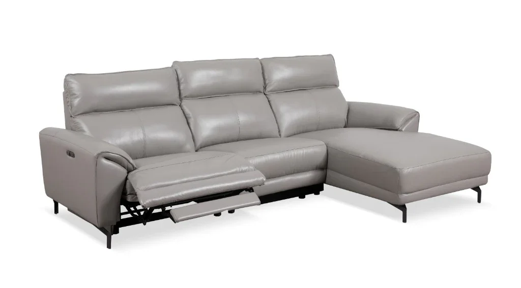 VI Mosman 2 Seater Leather Electric Recliner Lounge with Chaise