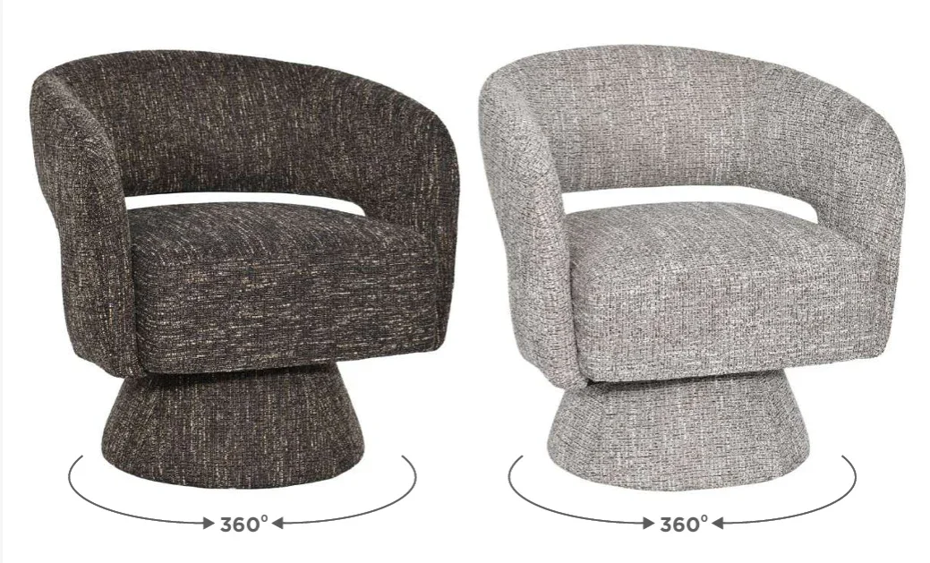 VI Bruno Fabric Upholstered Swivel Accent Chair - Chocolate and Almond
