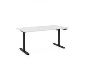 OL Agile Electric Height Adjustable Round Leg Desk in White Top with White Base thumbnail 1