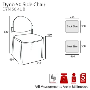 MA Dyno 50 Fabric or PU Leather Upholstered Stackable 4 Leg Side Chair thumbnail 3