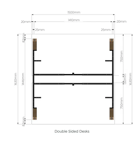OL Plantation Melamine Top Timber Leg 2 Users Double Sided Desk