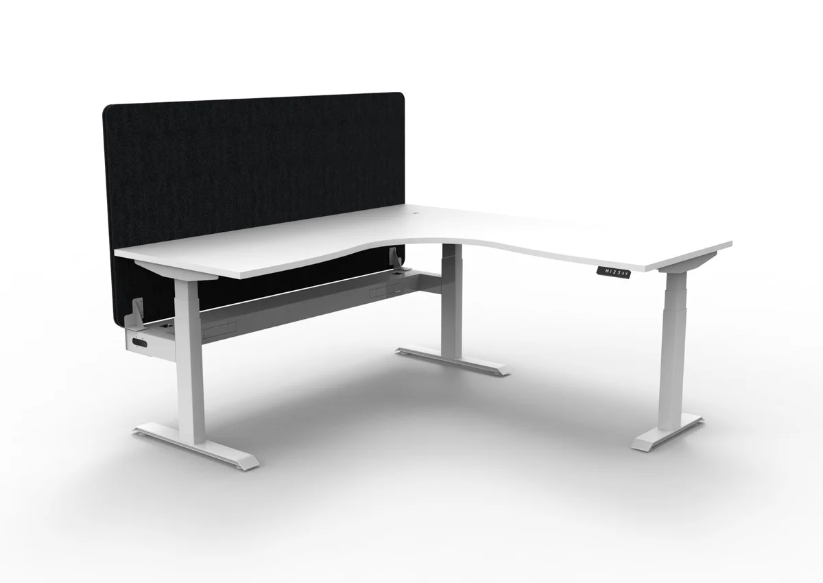 RL Boost+ Height Adjustable Corner Workstation with Black Eco Panel Screen 1P