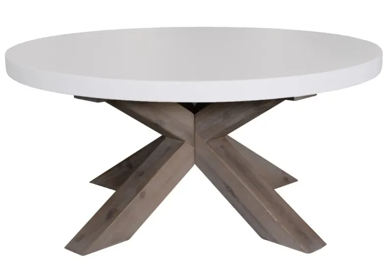 VI Liberty Timber Base Concrete Top Round Coffee Table