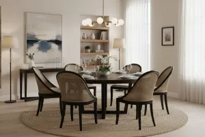 CR Alabama Timber Framed Rattan Back Fabric Seat Dining Chair thumbnail 2