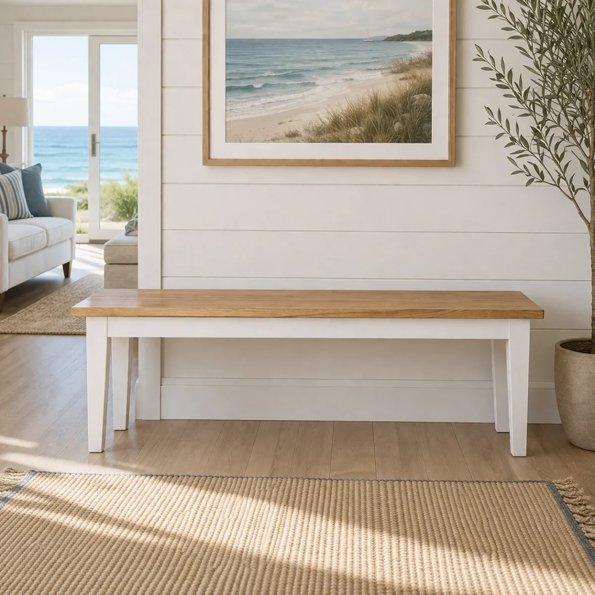 MF Solid Oak Timber Bench without Breadboard