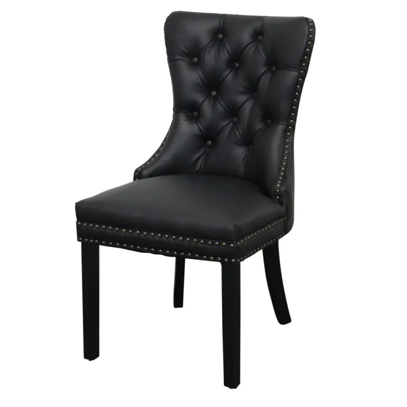 BT Elena Black PU Leather Upholstered Timber Leg Dining Chair