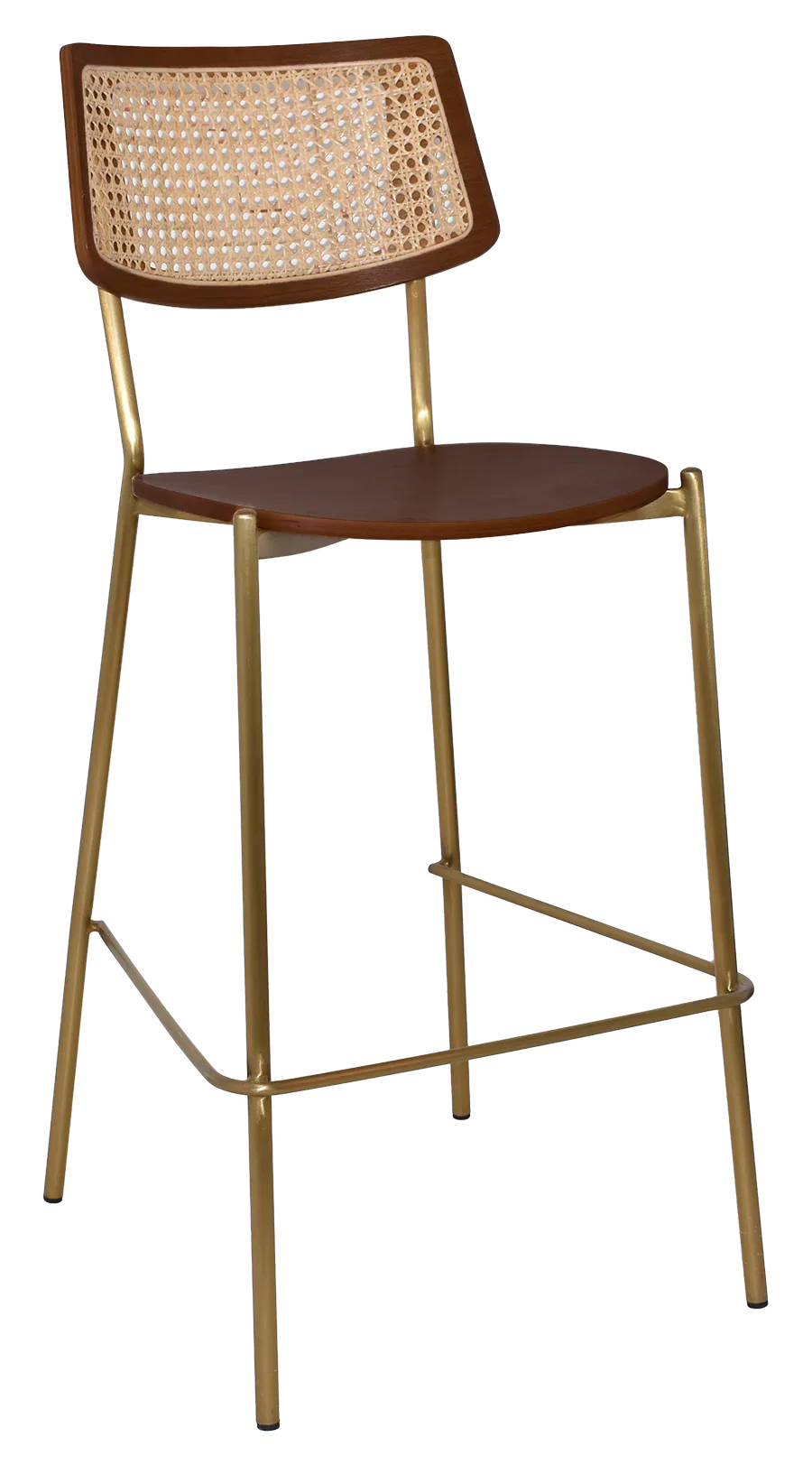EZ Texas Metal Leg Rattan Back Barstool - Light Walnut