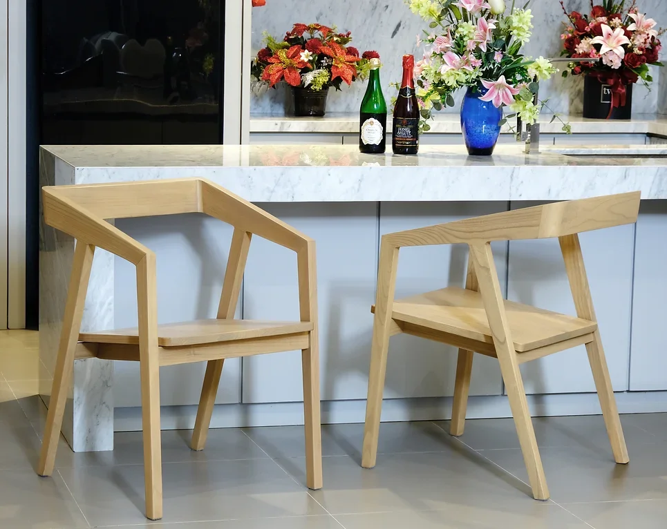 CT Kyoto Solid Timber Dining Chair in Natural Finish Set of 2