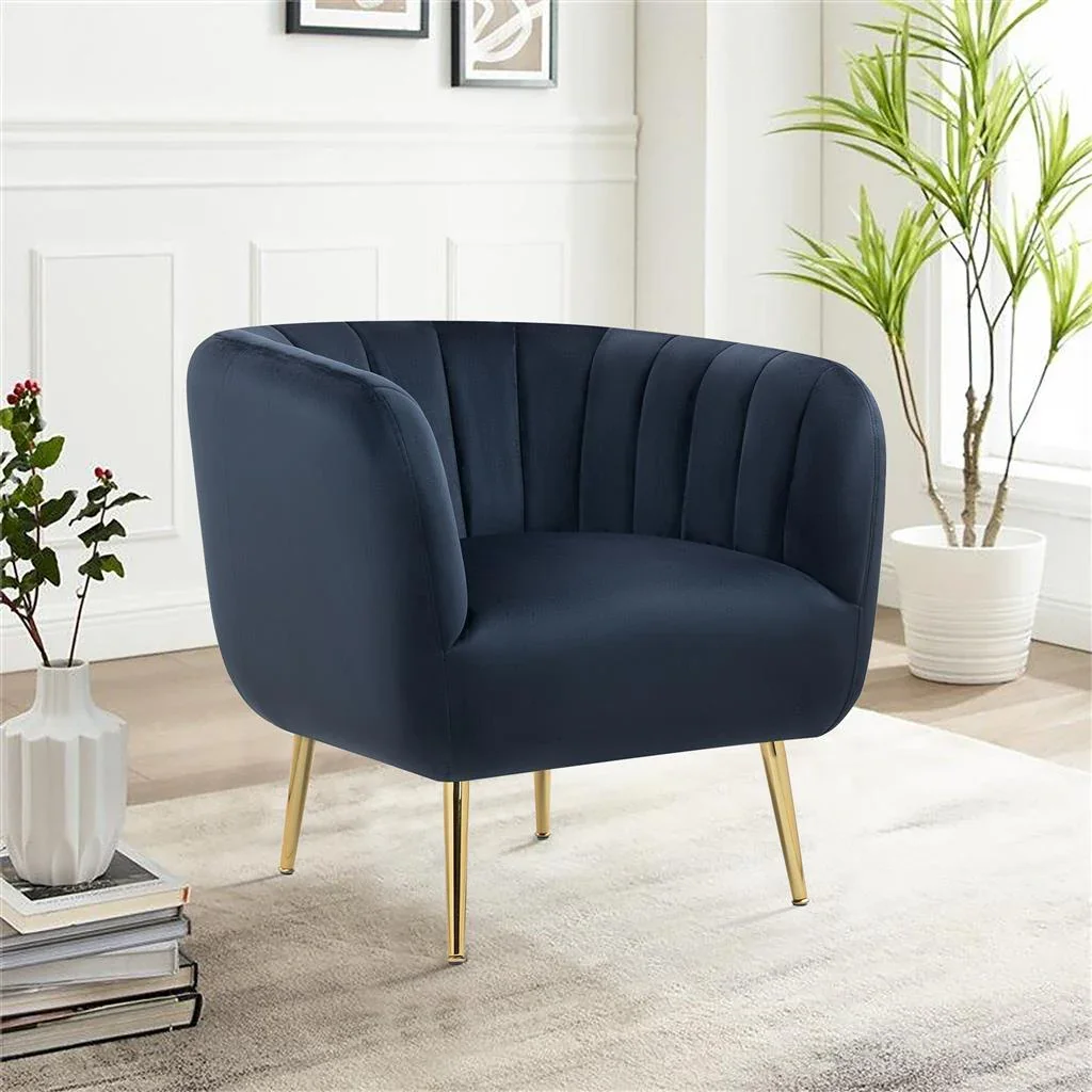 VI Cecil Velvet Upholstered Fluted Back Armchair