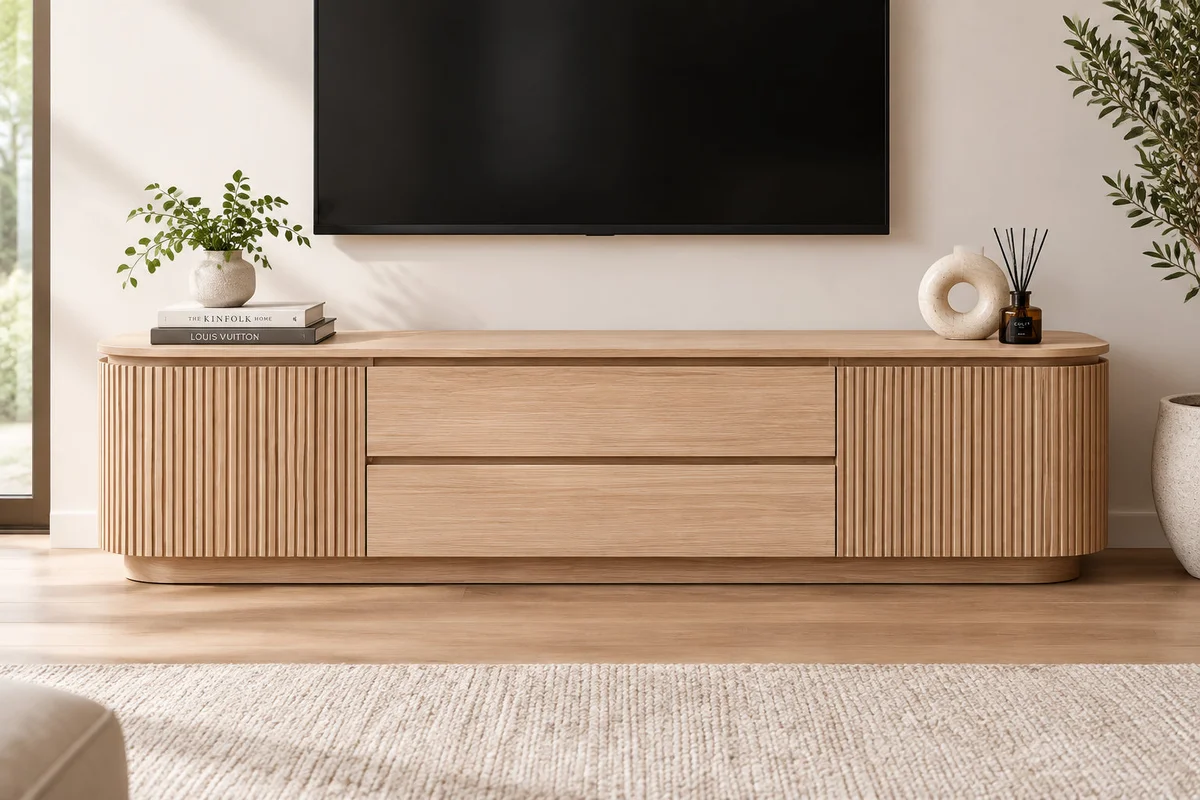 MD Spring Solid Timber 2 Door 2 Drawer TV Unit