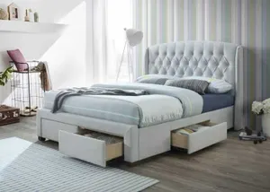 VI Kingston Fabric Upholstered Bed with 4 Drawers - Stone thumbnail 2
