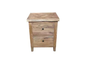 MF Morocco Recycled Elm 2 Drawer Bedside Table thumbnail 1