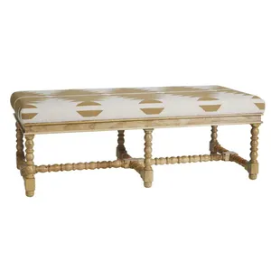 SH Nobbin Timber Frame Cotton Upholstered Ottoman -Natural thumbnail 1