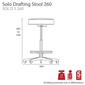 MA Solo PU Upholstered Drafting stool with Footring thumbnail 2
