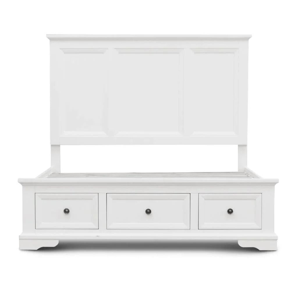 VI Sala Solid Timber Bed with 3 Bedend Drawers