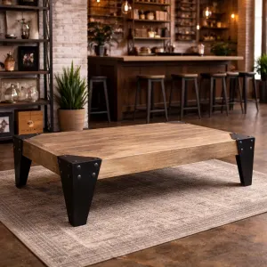 MF Recycled Elm Timber Iron Leg Coffee Table thumbnail 3