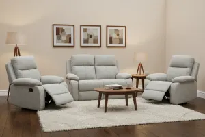 EL Rossie Fabric Upholstered 2 Seater + 2 Single Recliners Suite thumbnail 4